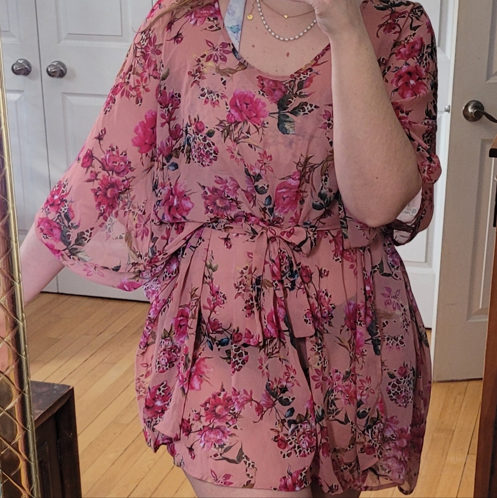 Floral Pink beach cover up